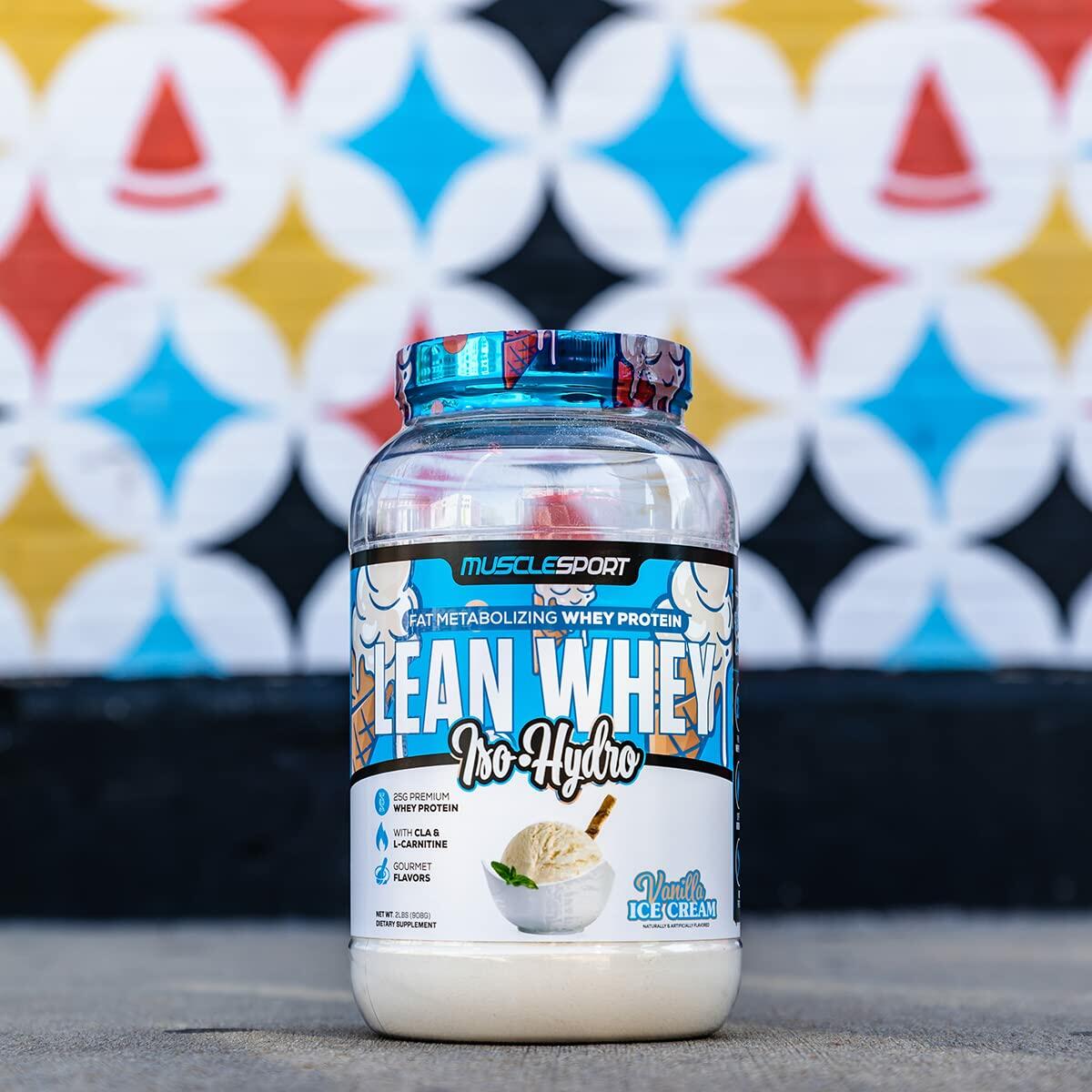 MuscleSport Lean Whey Iso-Hydro Protein Powder - Vanilla Ice Cream, 2lbs