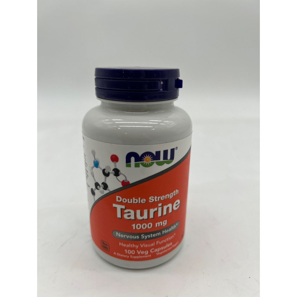 NOW Foods Double Strength Taurine 1000mg for Nervous System Health, 100 Veggie Capsules