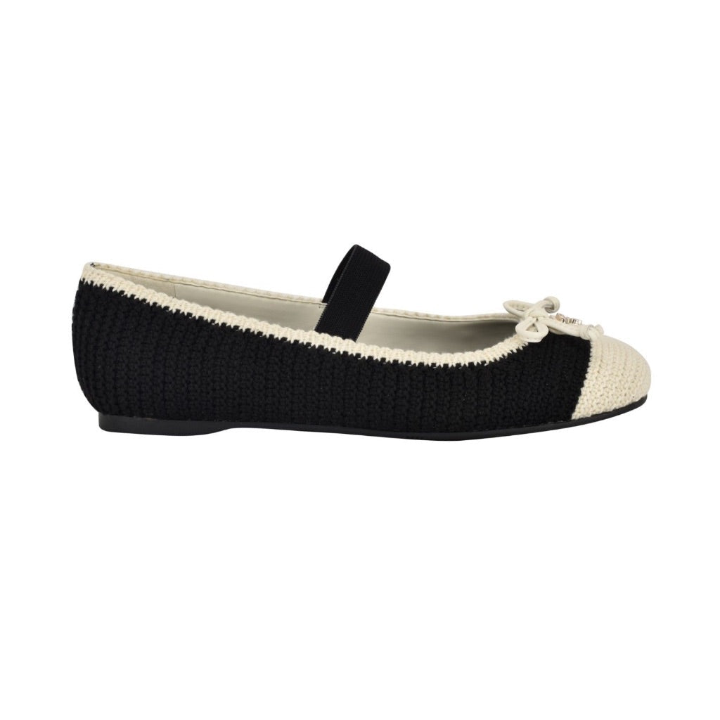 Guess Women's Maysa Crochet Knit Mary Jane Flats - Black/White, Size 10