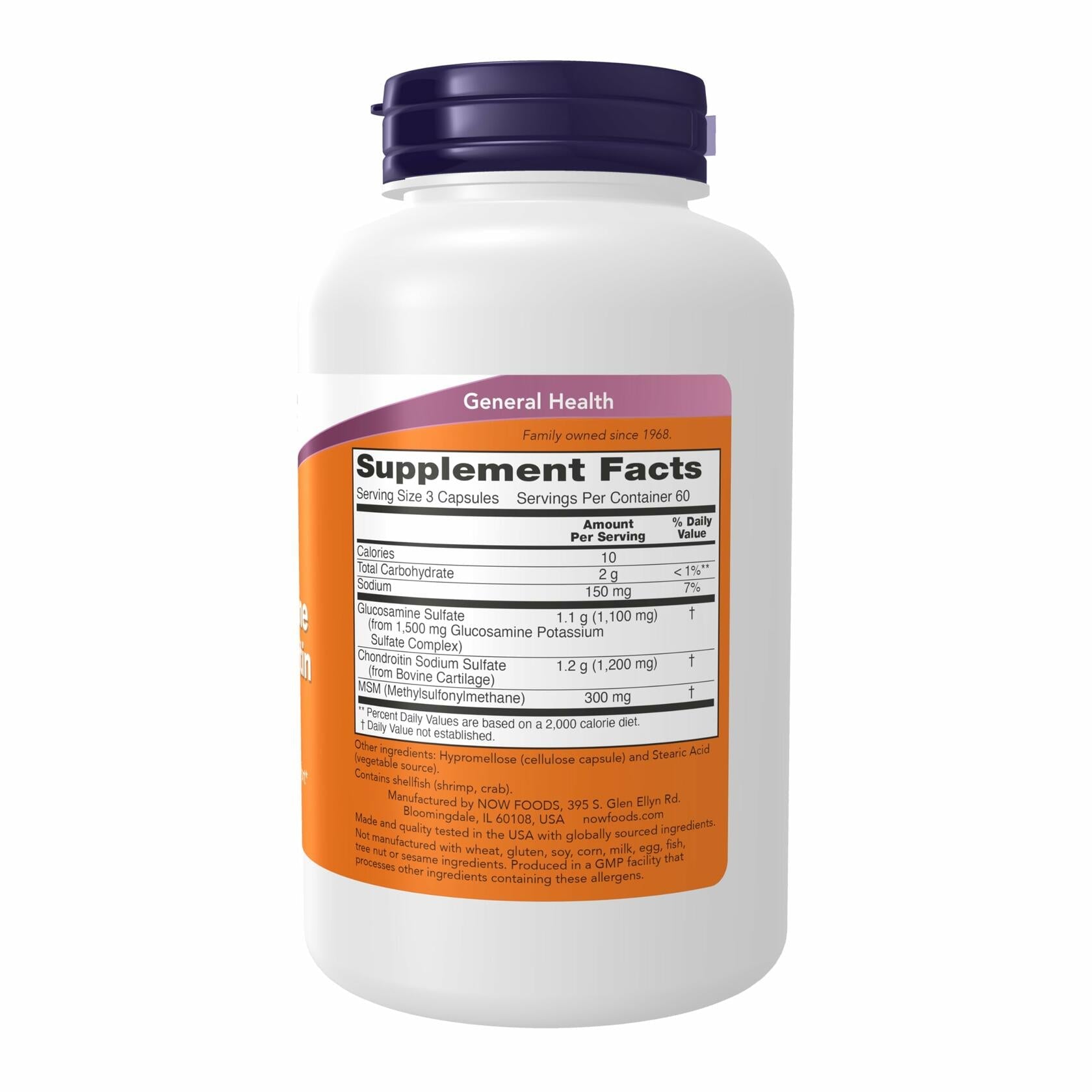 NOW Foods Glucosamine & Chondroitin with MSM for Joint Health, 180 Veggie Capsules