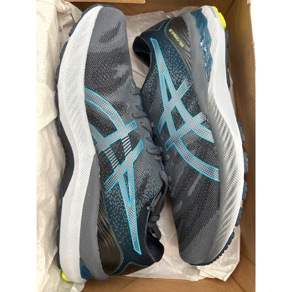 ASICS Men's GEL-Nimbus 23 Running Shoes, Gray/Blue - Size 11.5 EE