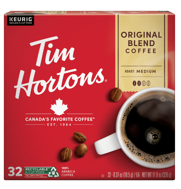 Tim Hortons Original Blend Medium Roast Keurig K-Cup Coffee Pods, 32ct