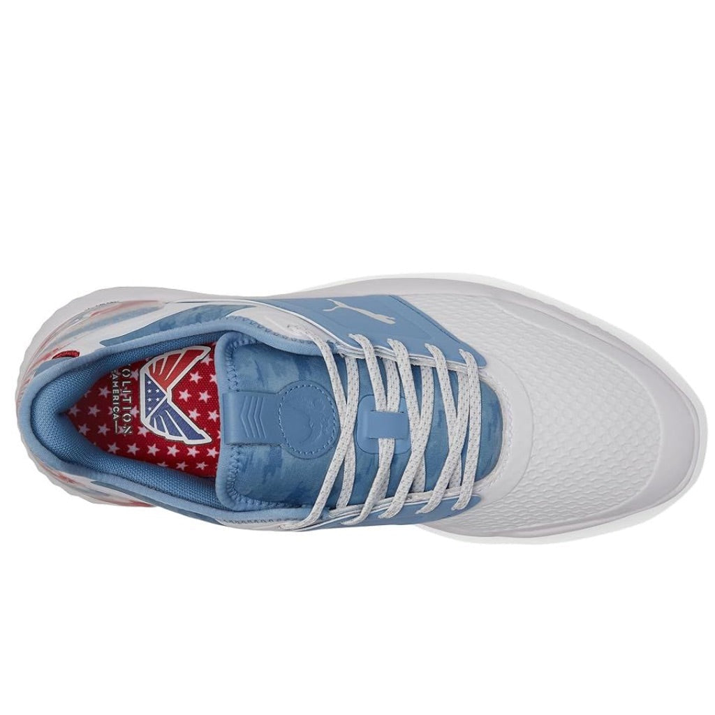 Puma Men's Ignite Elevate Volition Spikeless Golf Shoe White/Allure Blue, Size 10