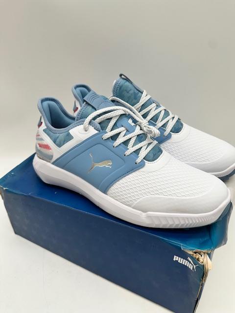 Puma Men's Ignite Elevate Volition Spikeless Golf Shoe White/Allure Blue, Size 10