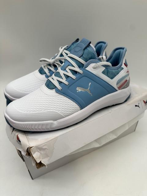 Puma Men's Ignite Elevate Volition Spikeless Golf Shoe White/Allure Blue, Size 10