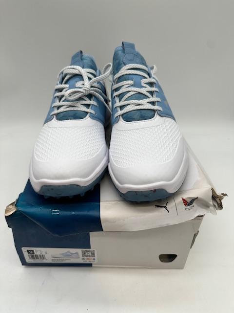 Puma Men's Ignite Elevate Volition Spikeless Golf Shoe White/Allure Blue, Size 10
