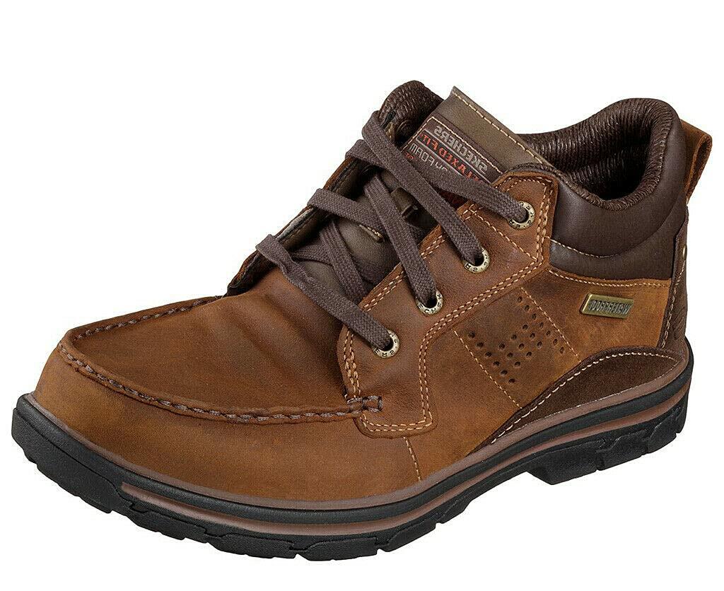 Skechers Men's Segment Melego Waterproof Leather Chukka Boot, Dark Brown, Size 11.5