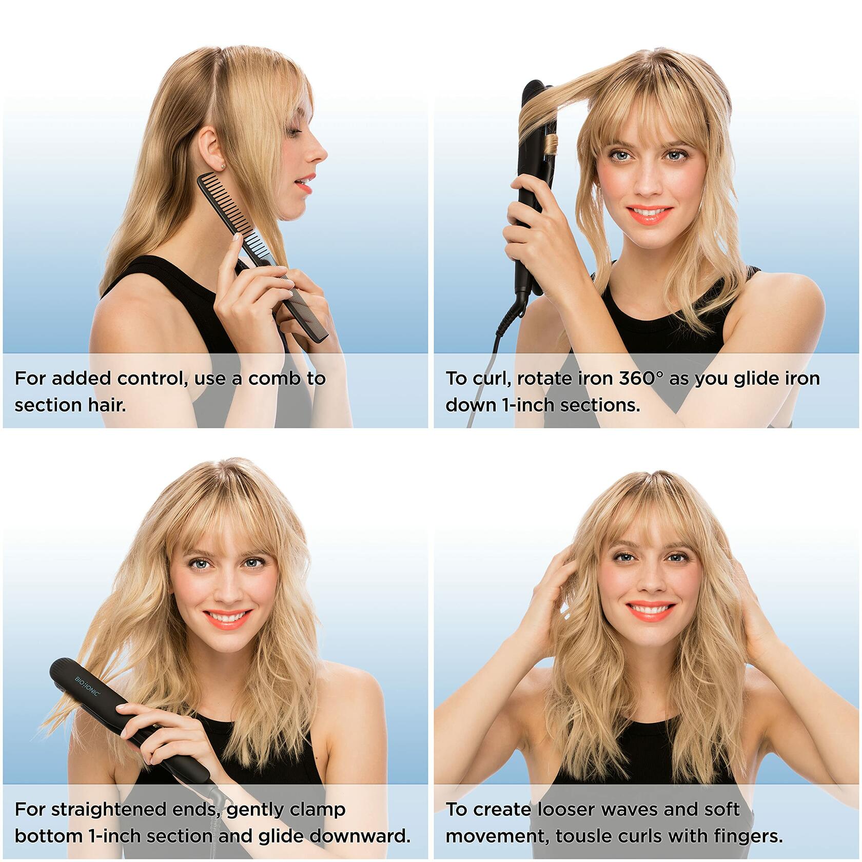 Bio Ionic Onepass Styling 1" Flat Iron, NanoIonic & Moisturizing Heat Tech