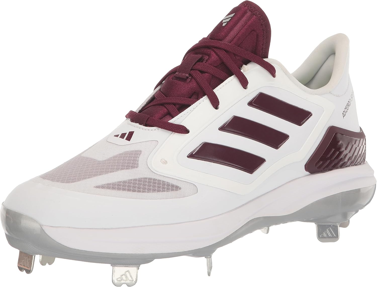 adidas Womens Adizero PureHustle 3 Elite Softball Cleats - White/Maroon/Silver, Size 11