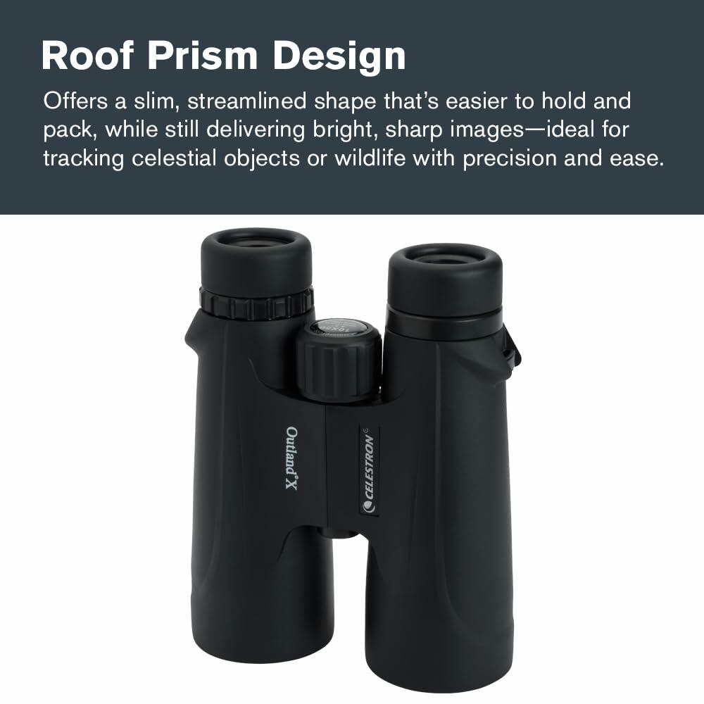 Celestron Outland X 10x50 Binoculars, Water/Fog Proof, 71348 (Black)
