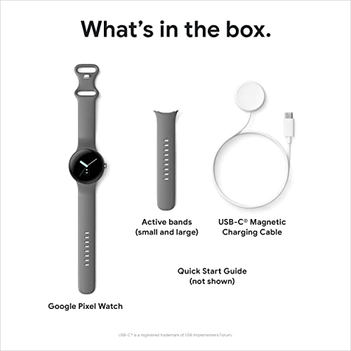 Google Pixel Watch (1stGen) + Fitbit Activity Tacking, Matte Black/Obsidian Band