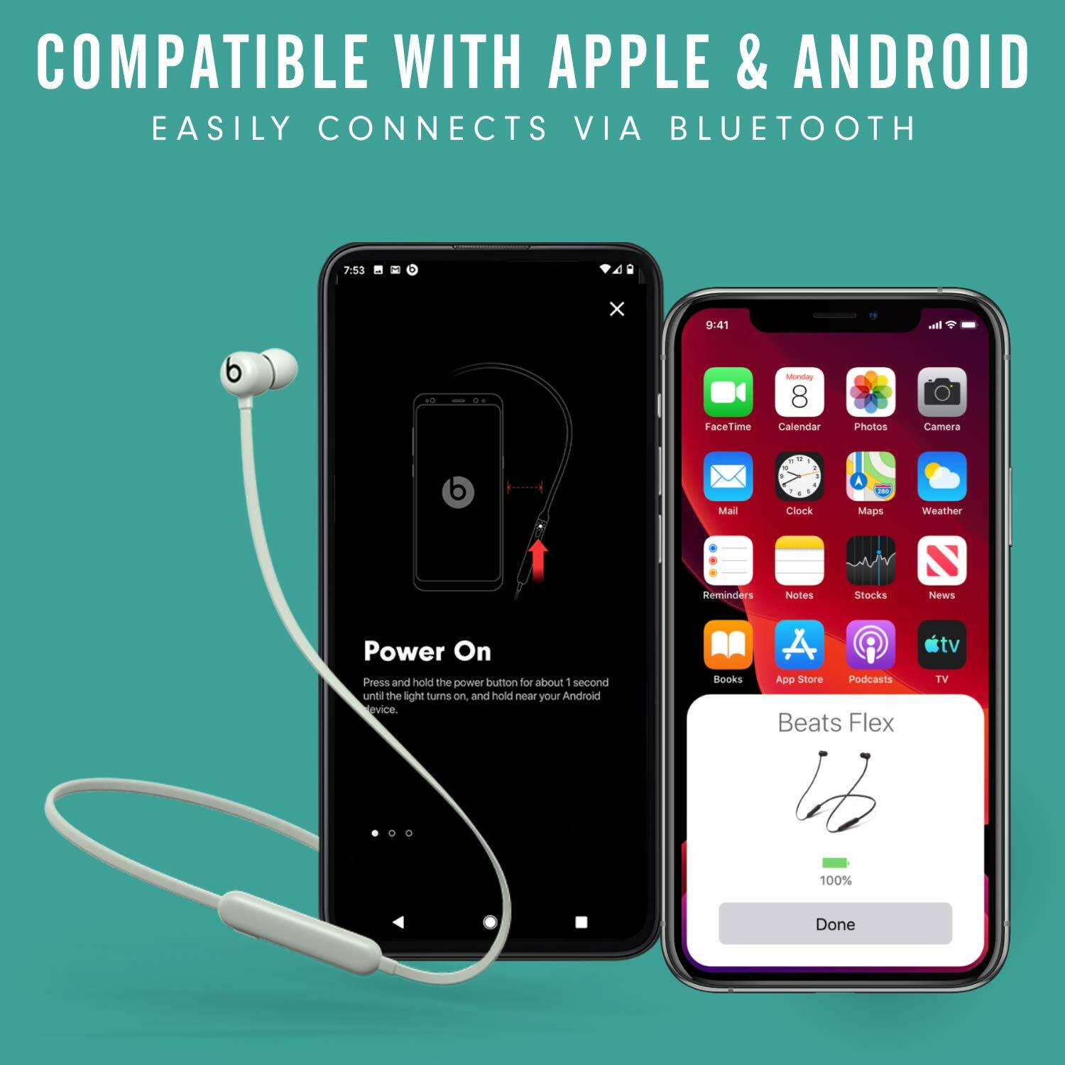 Beats Flex Wireless Bluetooth Earphones, Magnetic with Built-In Mic - Smoke Gray