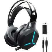 Lancube Bluetooth Wireless Gaming Headset with Microphone, 3.5mm 3 in 1 Stereo - Black