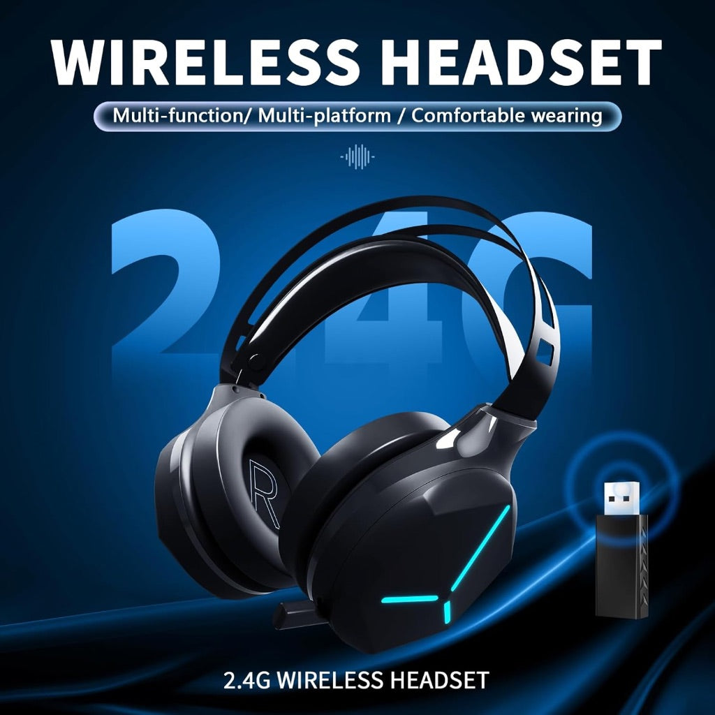Lancube Bluetooth Wireless Gaming Headset with Microphone, 3.5mm 3 in 1 Stereo - Black