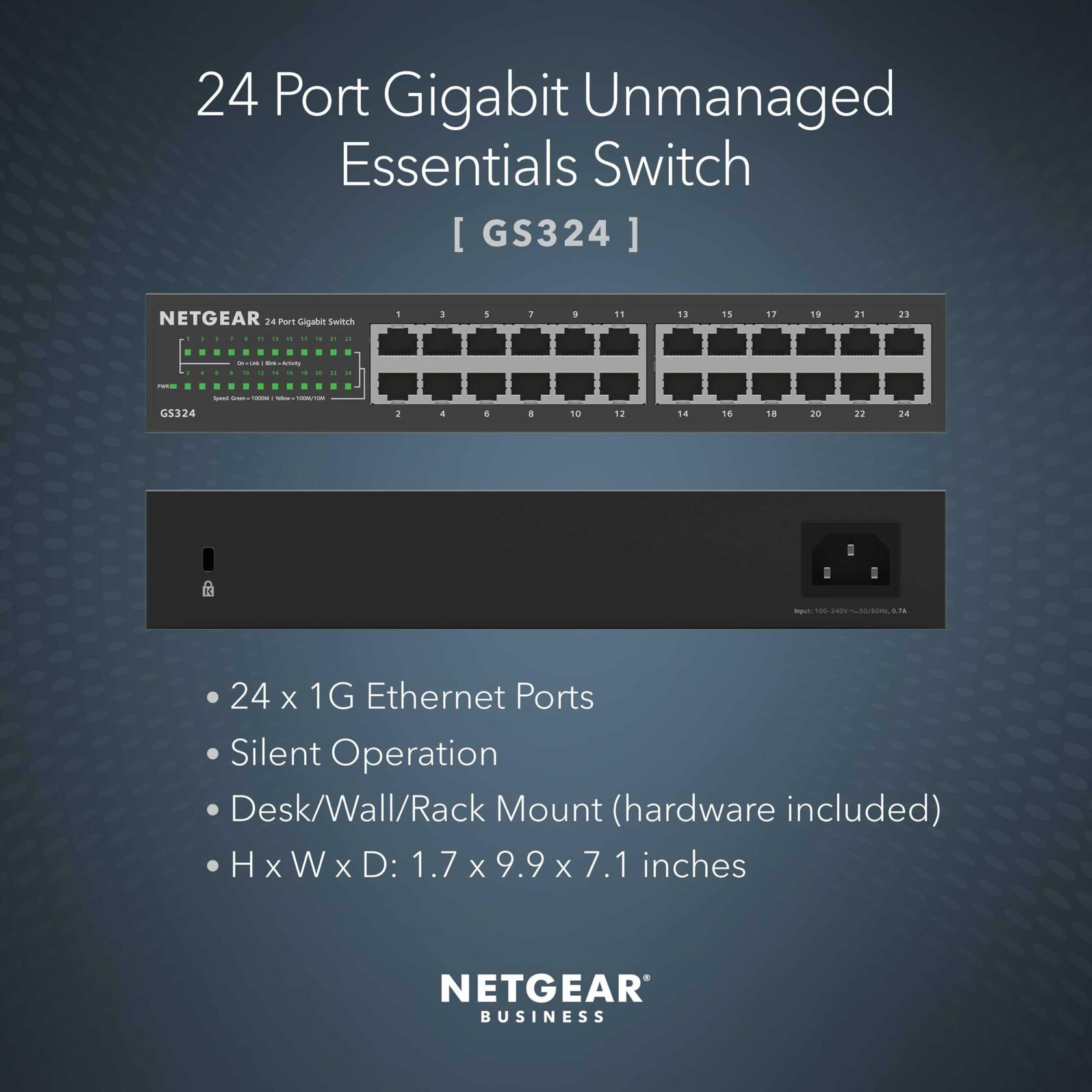 NETGEAR 24-Port Gigabit Ethernet Unmanaged Essentials Switch (GS324) *Damaged Box*
