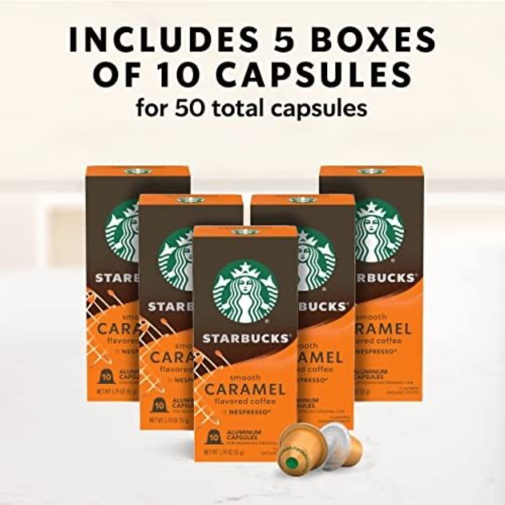 Starbucks Caramel Flavored Coffee Capsules Compatible with Nespresso Original Line System (50 Count)