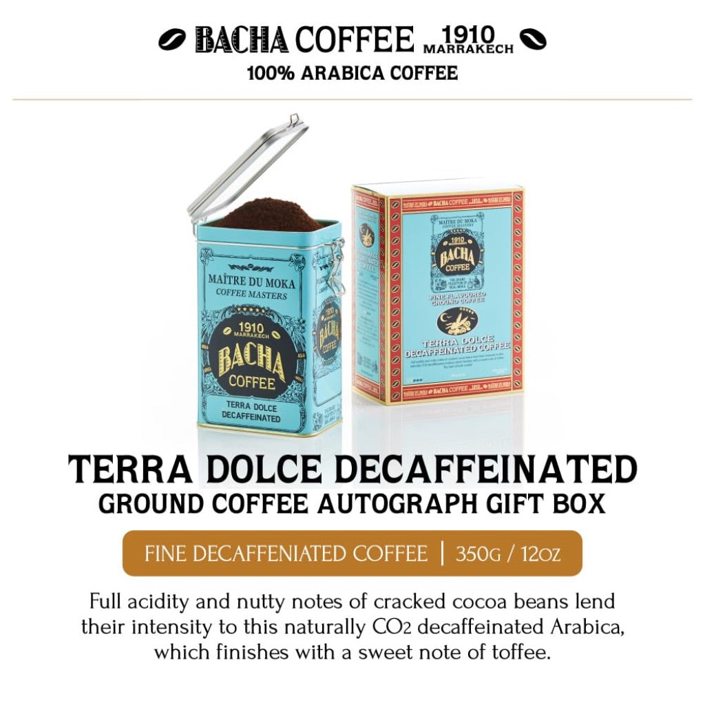 Bacha Coffee Autograph Collection Terra Dolce Fine Flavored Ground Coffee, Decaf. 12oz