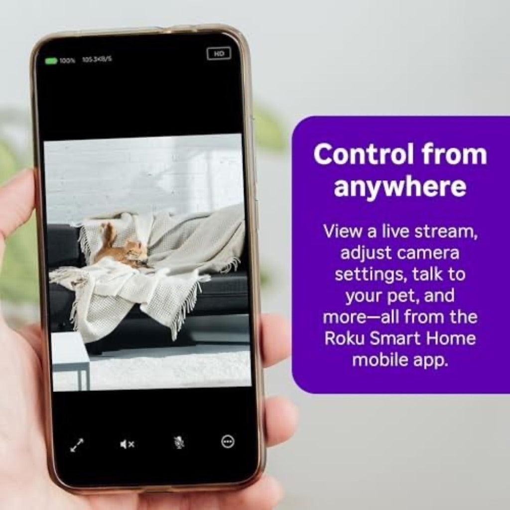 Roku Indoor Camera Wired Security Camera with 1080p HD Color Night Vision, WDR & Wi-Fi 6