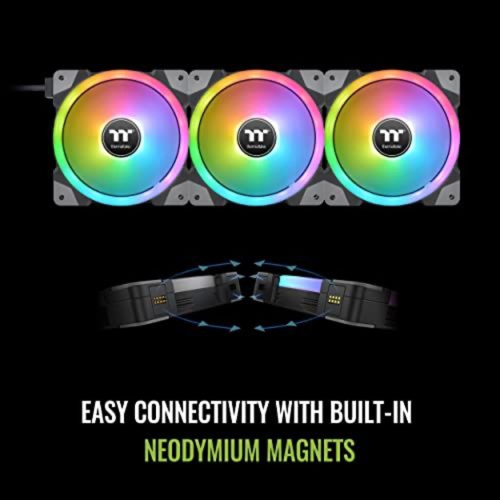Thermaltake SWAFAN EX 12 RGB PC Cooling Fan, 3 Pack, 500 ~ 2000 RPM, Magnetic Connection, Reversable Blades, Controller Included, CL-F143-PL12SW-a