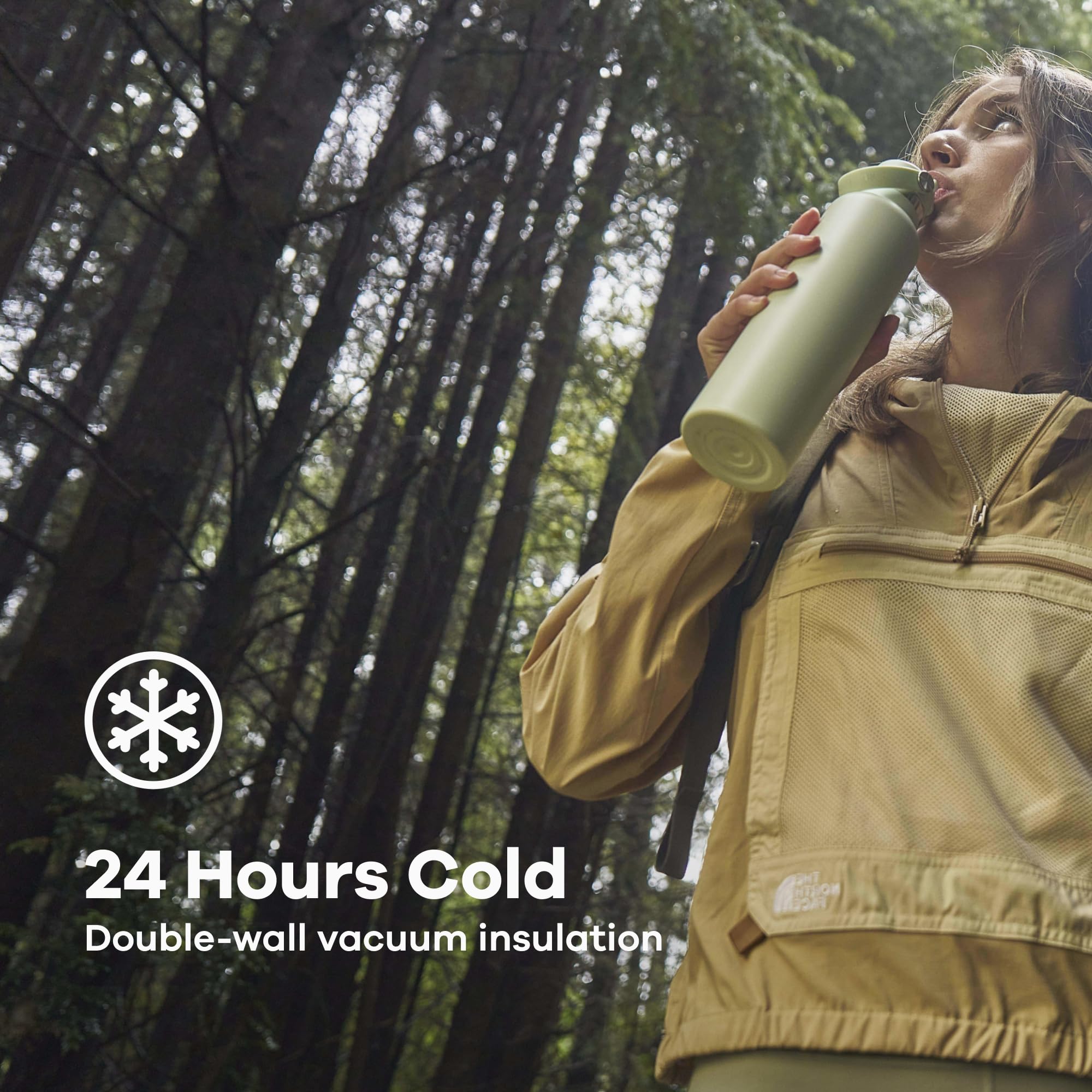 Hydro Flask Insulated Stainless Steel Waterbottle with Straw Lid, 24oz - Black