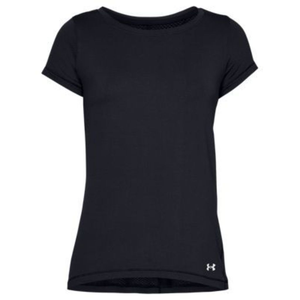 Under Armour Women's HeatGear Fitted Athletic Shirt - Black/Metallic Silver, XS