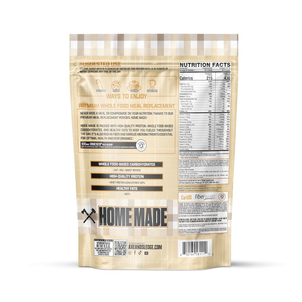 Axe & Sledge Home Made Whole Foods Meal Replacement Powder - Peanut Butter Cookie, 50svgs.