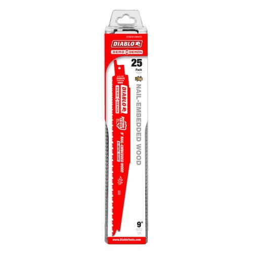 Diablo 9 in. Bi-Metal Nail Embedded Wood Reciprocating Saw Blade 4/6 TPI 25 Pk