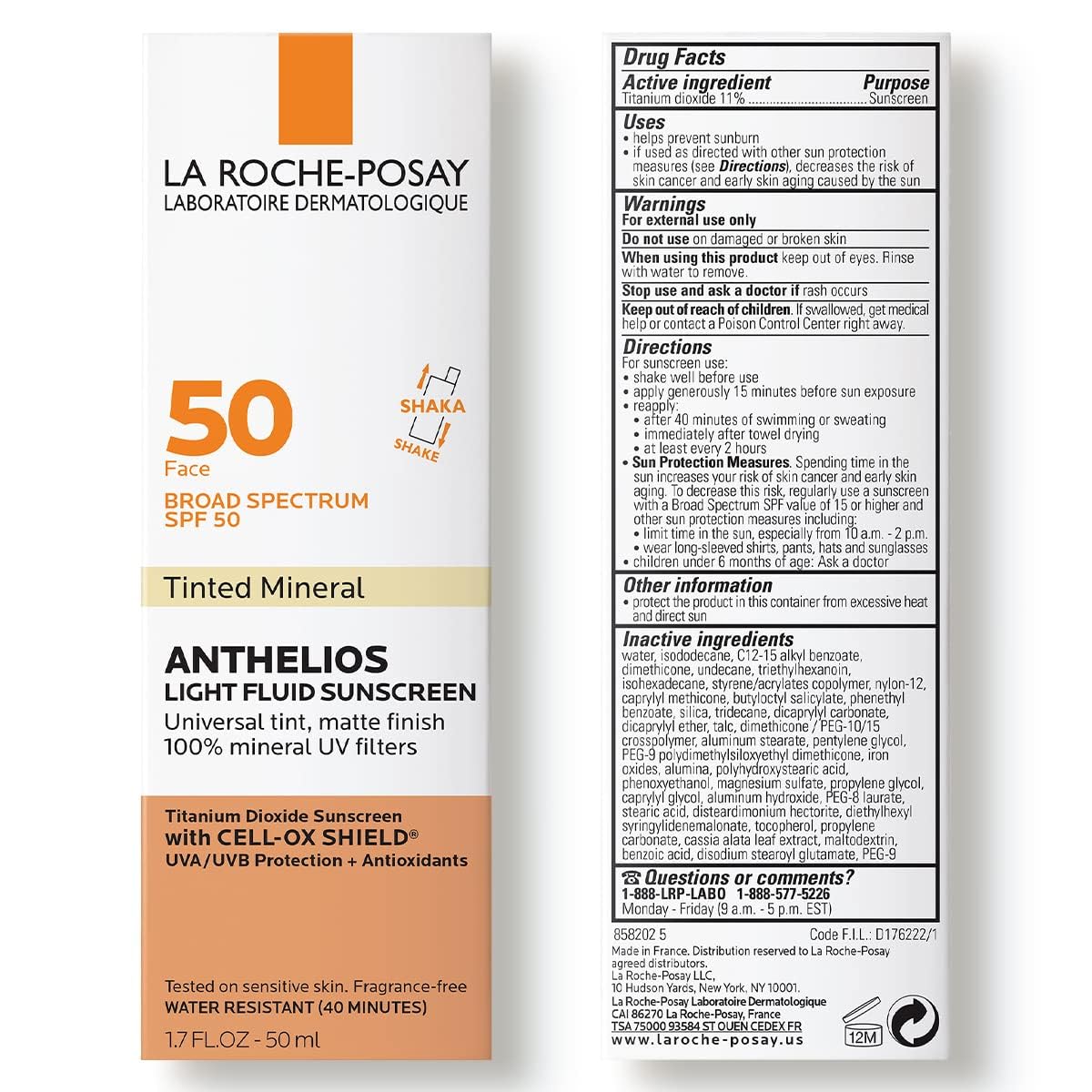 La Roche-Posay Anthelios Tinted Mineral Ultra Light Sunscreen, SPF 50 - 1.7 fl. oz.