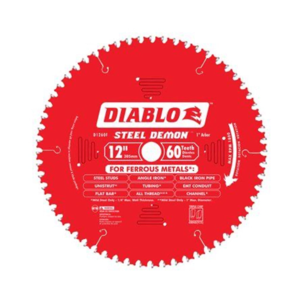 Diablo Steel Demon Cerment Metal Saw Blade,  12 in. D X 1 in, 60 Teeth