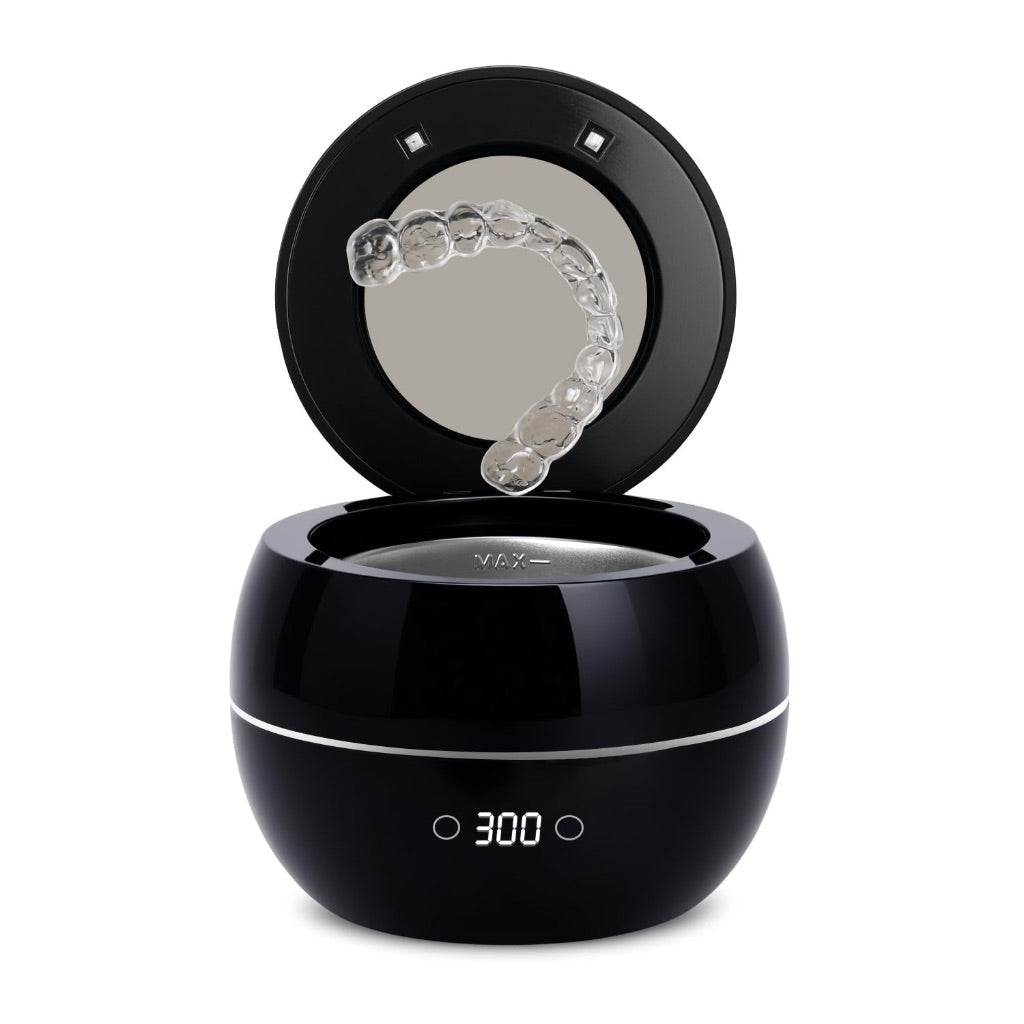 Dental Ultrasonic Retainer Cleaner Machine: 45kHz Cleaning Pod with Digital Timer & Dual Mode - Black