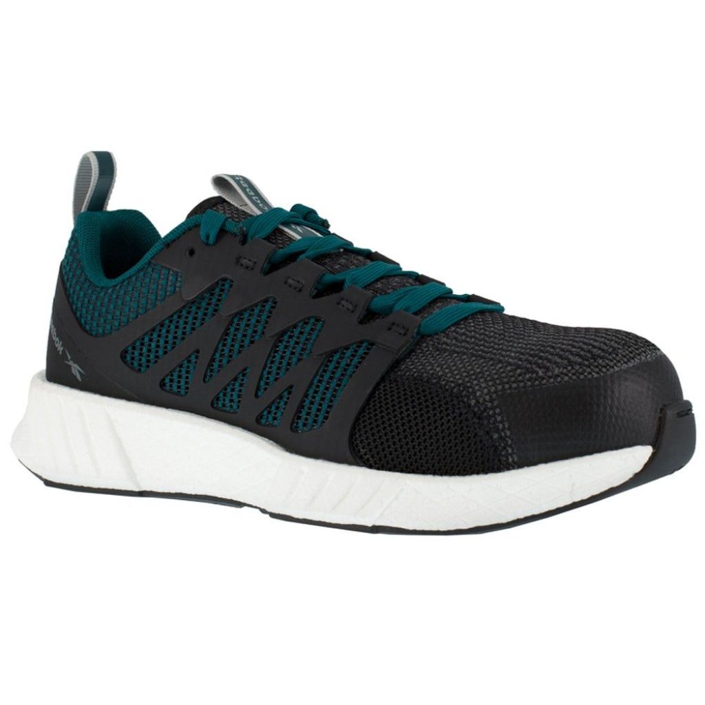 Reebok Women's Fusion Flexweave Athletic Work Shoe Comp Toe, Teal/Black, Size 6