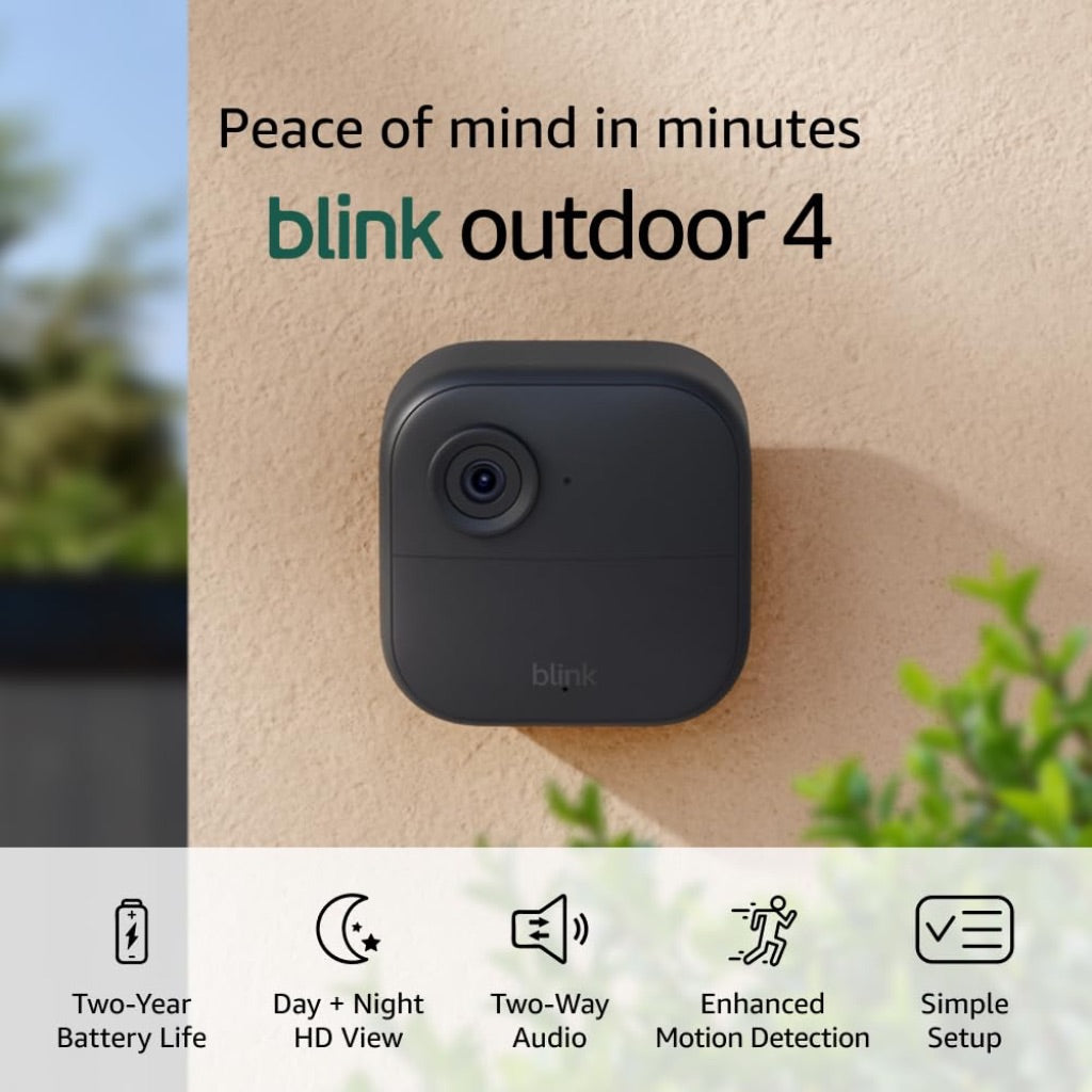 Blink Outdoor 4 – Wireless smart security camera, two-year battery life, two-way talk. Required Sync Module not included – Add-on camera