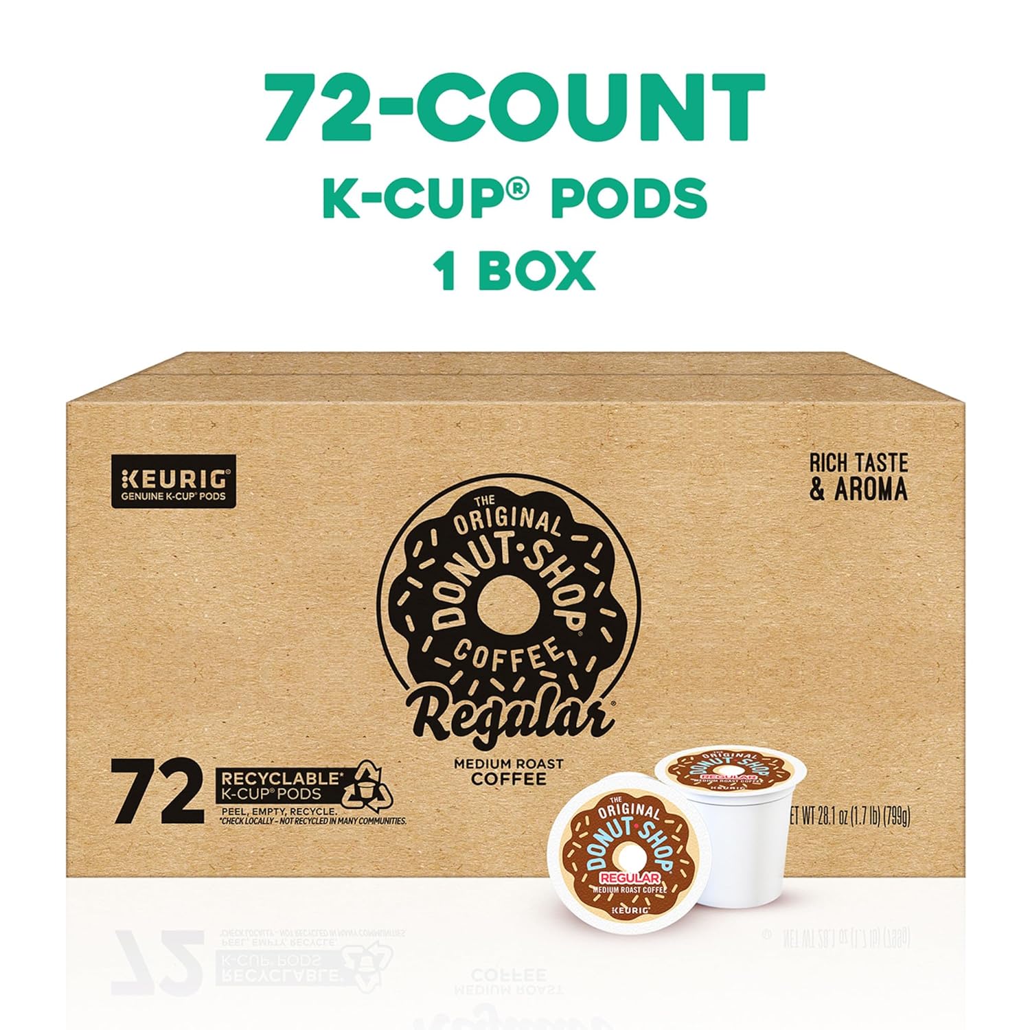 The Original Donut Shop Regular Keurig K-Cup Coffee Pods, Medium Roast, 72ct (Bulk Packaging)