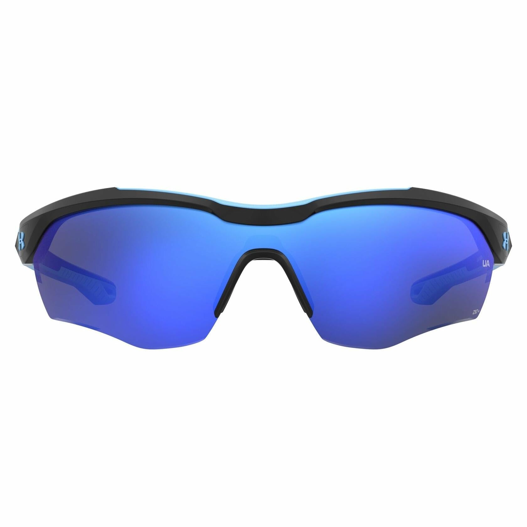 Under Armour Men's UA Yard Pro Sunglasses, Black/Blue Multi Mirrored, 99mm