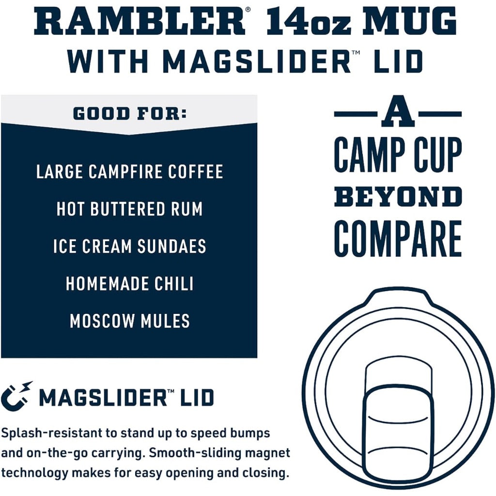 Yeti  Rambler 14 oz Stackable Mug, Stainless Steel with MagSlider Lid - White