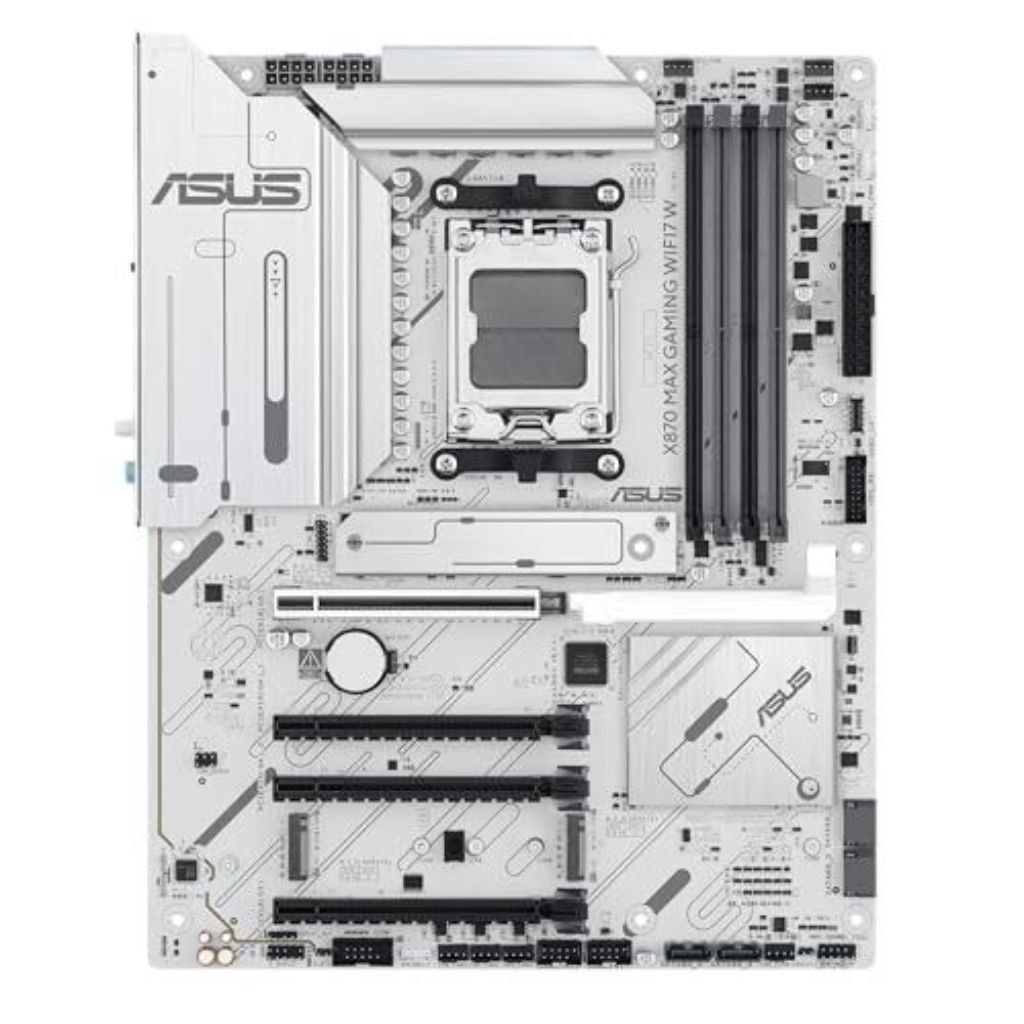 ASUS X870 MAX Gaming WiFi7 W AMD AM5 ATX Motherboard, 8-layer White PCB, DDR5