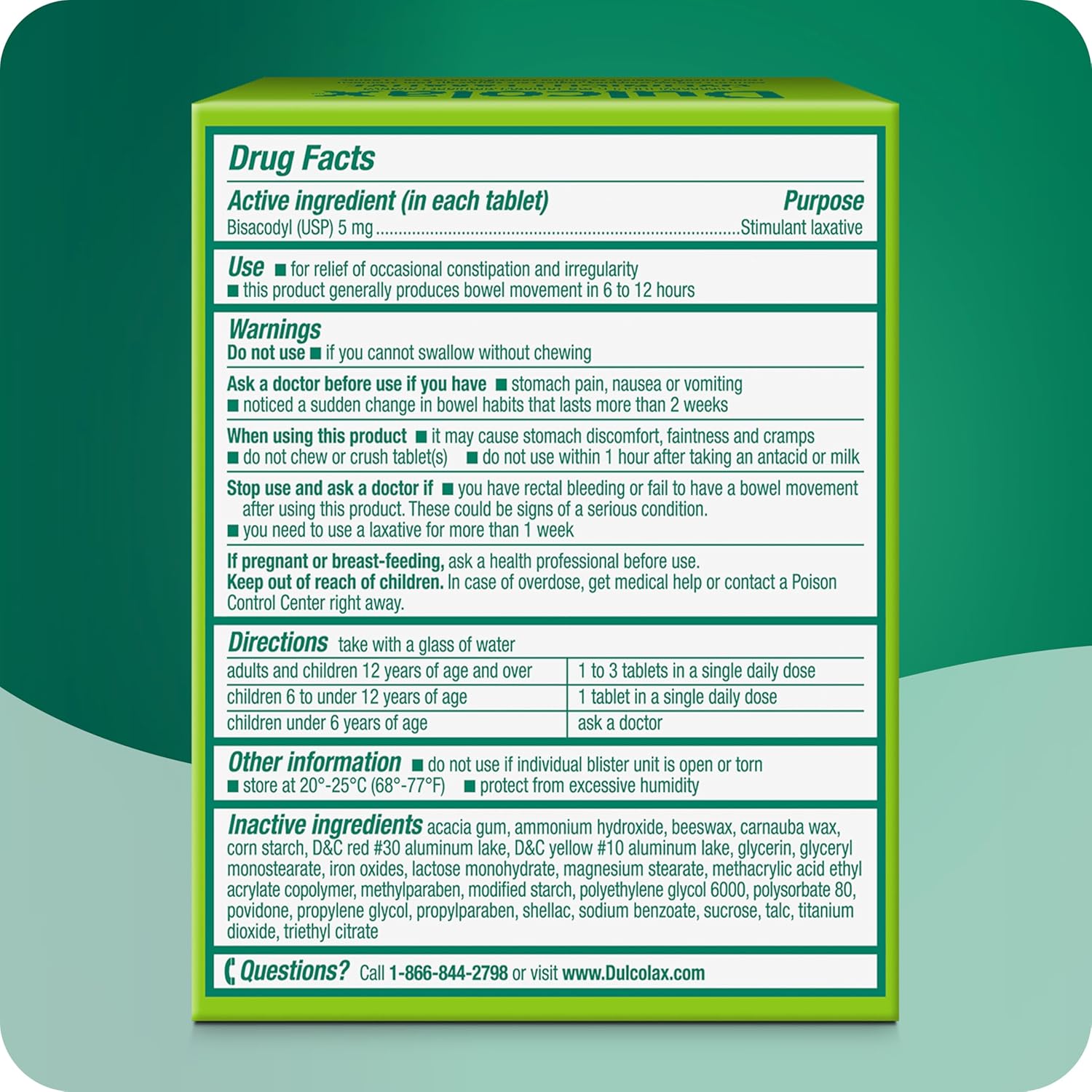 Dulcolax Overnight Laxative for Constipation Relief - 100 Coated Tablets