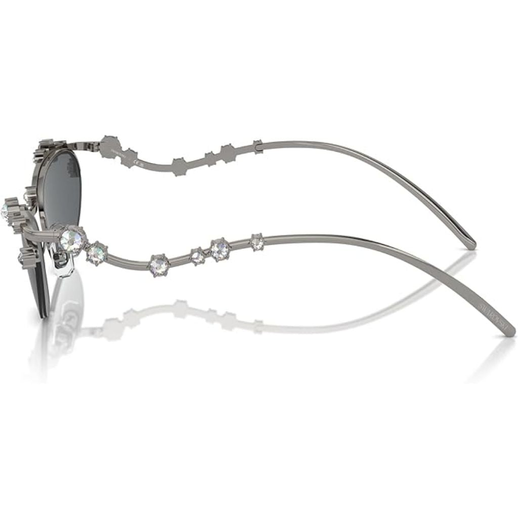 Swarovski Women's Sunglasses SK7016 - Oval Frame, Gunmetal w/Dark Gray Lens (400987) 56-19-140 *Damaged Box*