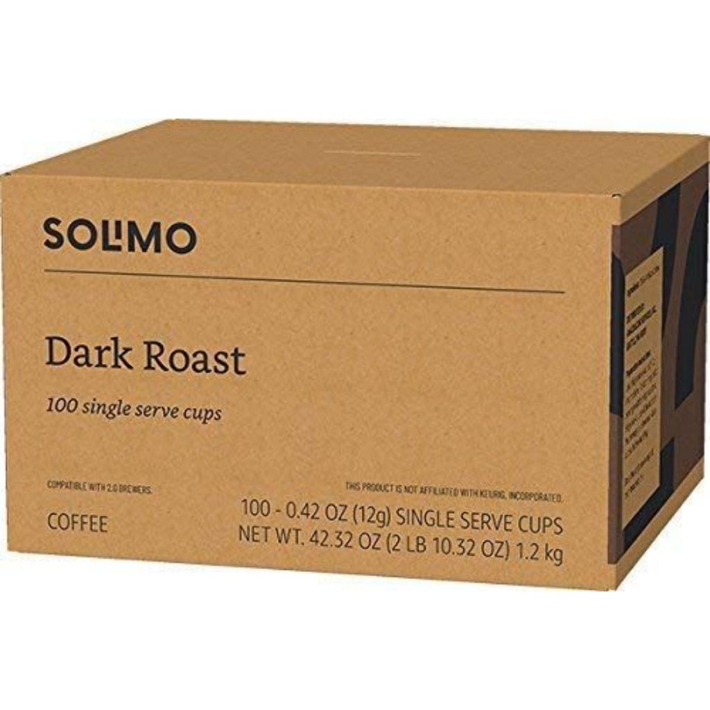 Solimo Dark Roast Keurig K-Cup Coffee Pods, 100ct