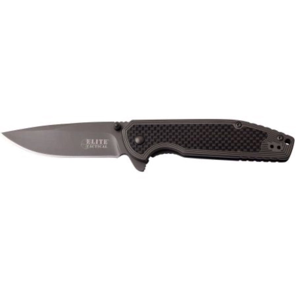 Elite Tactical 2018 Master Fldr, 3.5In Gry Ti Bld, Cf Ss Hndl,W/ Pc