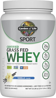Garden of Life Sport Certified Grass-Fed Whey Protein Powder - Vanilla, 23oz