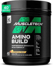 MuscleTech Amino Build Performance-Enhancing BCAA Powder - Tropical Twist, 21.64 oz. (40 svgs)