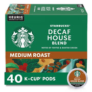 Starbucks Decaf House Blend K-Cup Coffee Pods for Keurig Brewers, 1 Box (40 pods)