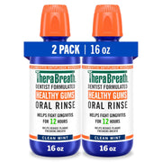 TheraBreath Healthy Gums Oral Rinse/Mouthwash, Alcohol Free - Clean Mint, 16 fl. oz. (2pk)