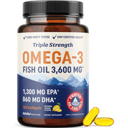MAV Nutrition Triple Strength DHA Omega-3 Fish Oil 3600mg - 120 Softgels