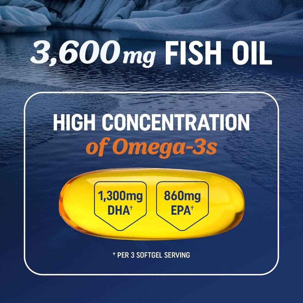 MAV Nutrition Triple Strength DHA Omega-3 Fish Oil 3600mg - 120 Softgels