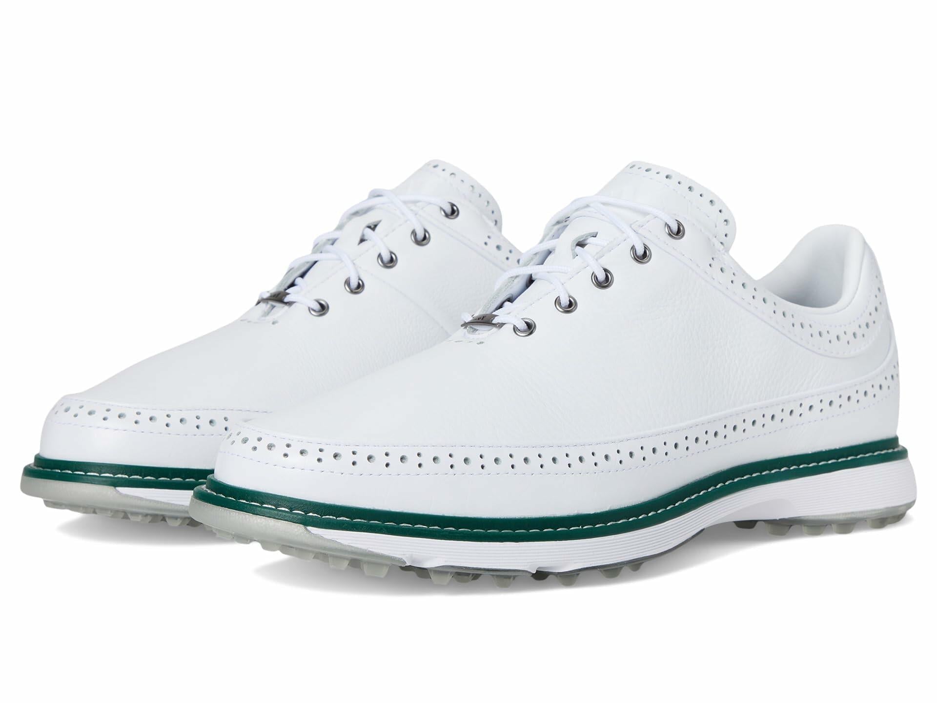 adidas Unisex MC80 Spikeless Golf Shoes - White/Silver/Green, Size 4 (M)/5 (W)