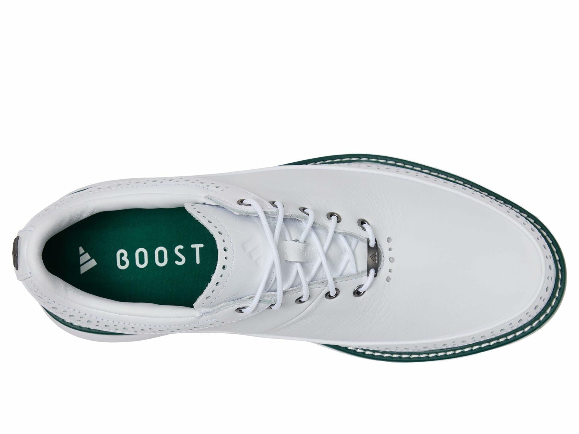 adidas Unisex MC80 Spikeless Golf Shoes - White/Silver/Green, Size 4 (M)/5 (W)