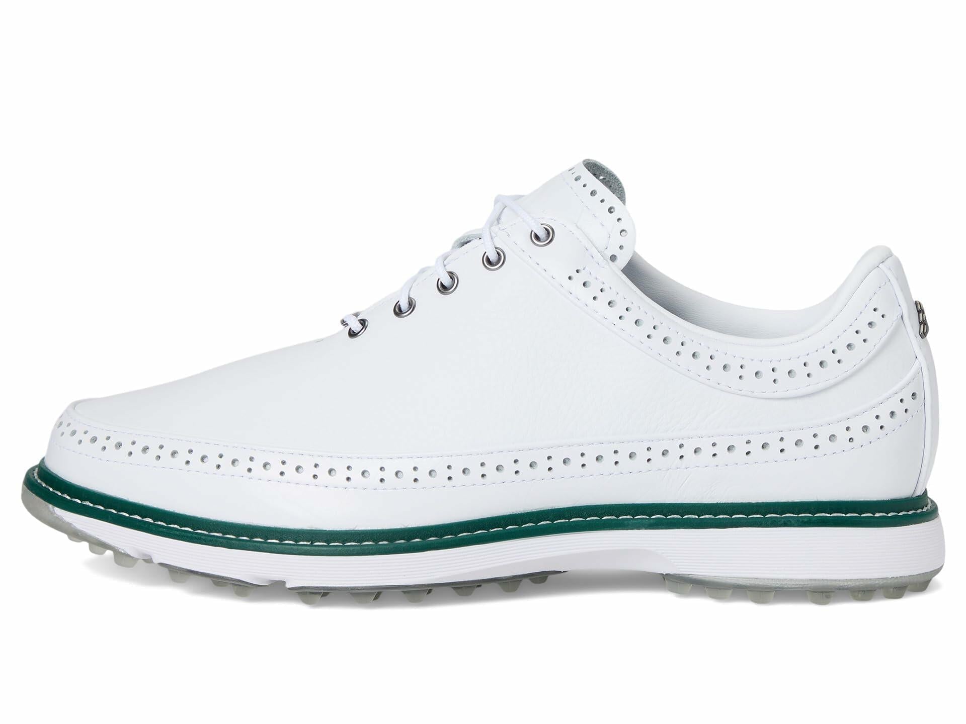 adidas Unisex MC80 Spikeless Golf Shoes - White/Silver/Green, Size 4 (M)/5 (W)