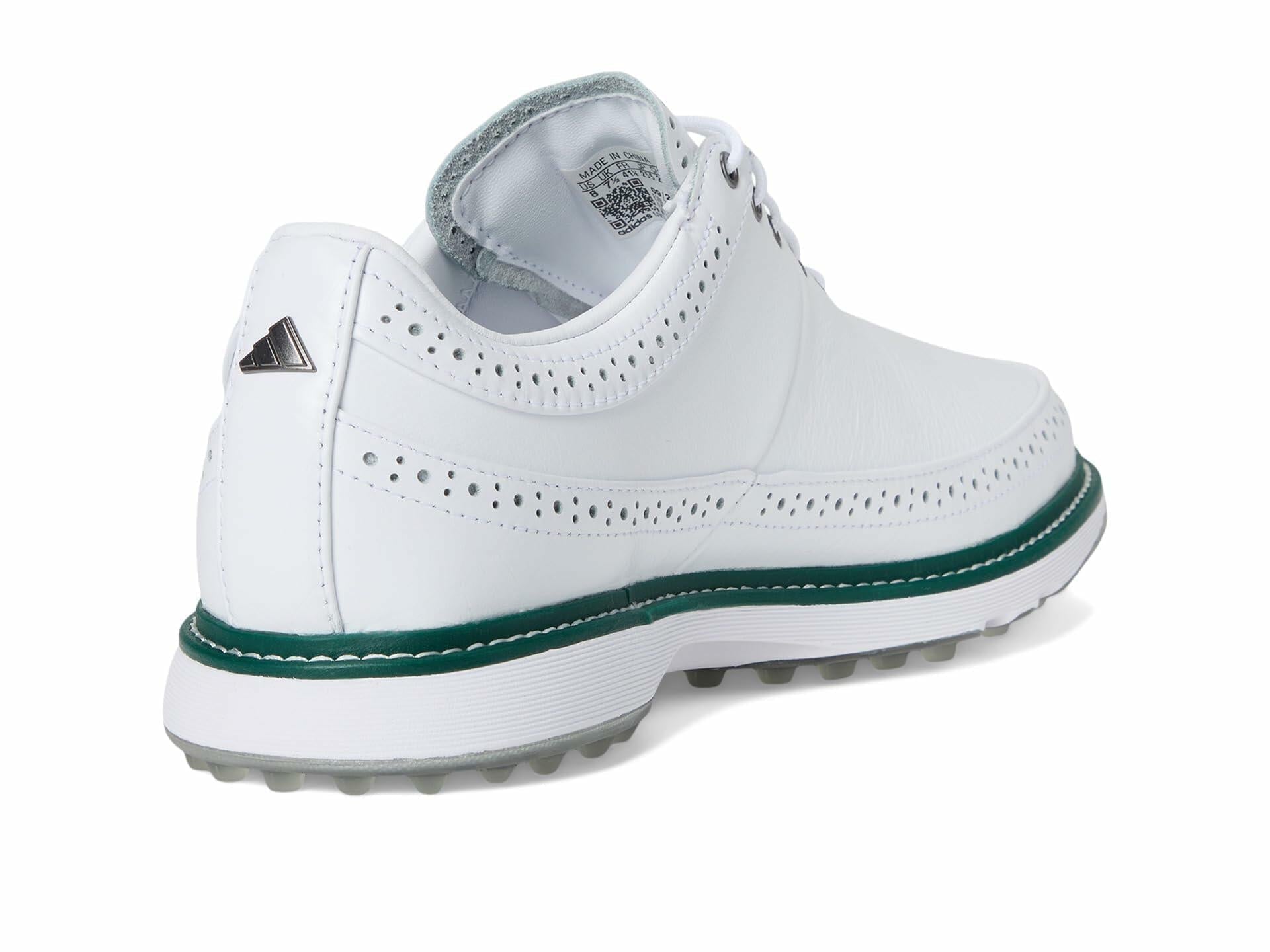 adidas Unisex MC80 Spikeless Golf Shoes - White/Silver/Green, Size 4 (M)/5 (W)